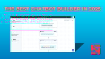 HubSpot's Chatbot Builder interface showing tools to create automated yet personalized chat experiences for businesses.